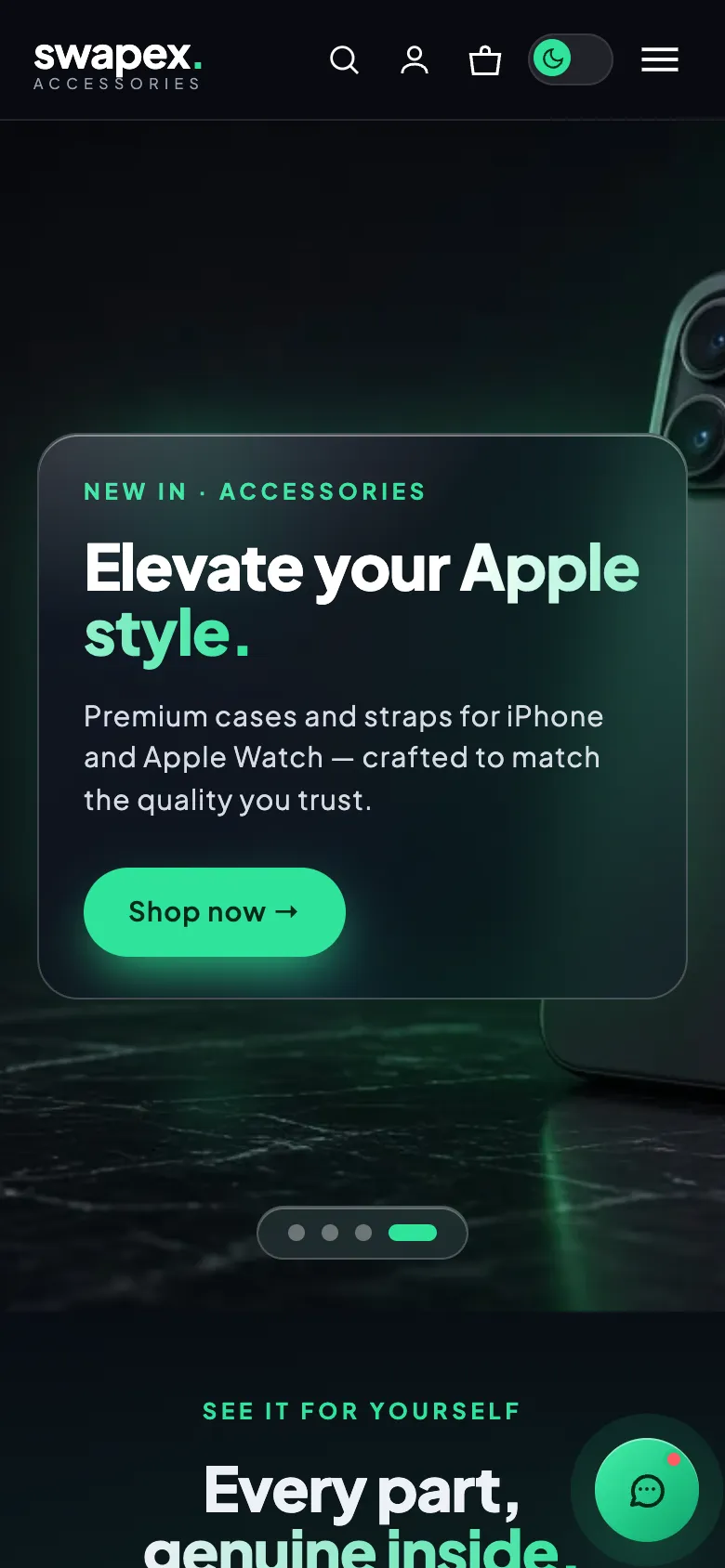 Swapex homepage on a phone.